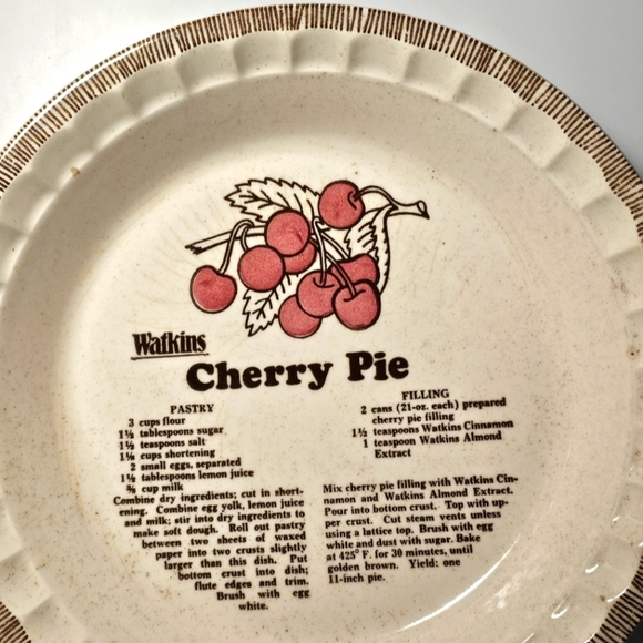 Vintage Watkins Cherry Pie Recipe Baking Plate - Picture 10 of 11